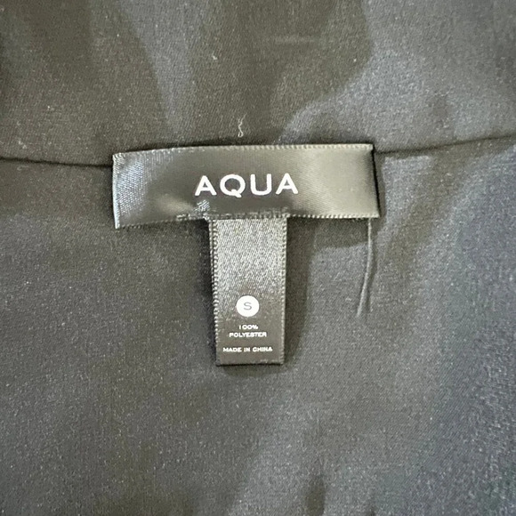 Aqua Black Collared Top Size Small Long Sleeves Polyester Neutral Blouse Office - Picture 5 of 5